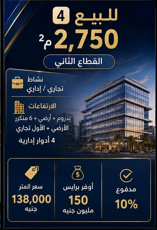 أرض تجاري إداري 2,750 م² – القطاع الثاني، التجمع الخامس